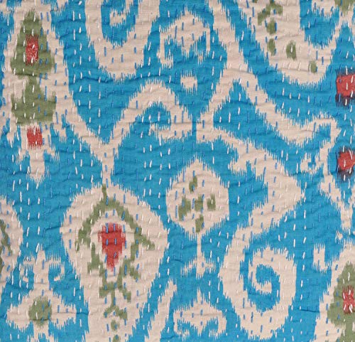 Lalhaveli Indian Cotton Cushion Cover Handmade Kantha Work Pillow Case For Valentines Day 16 X 16 Inch (Set 2 Pcs) #TOP2
