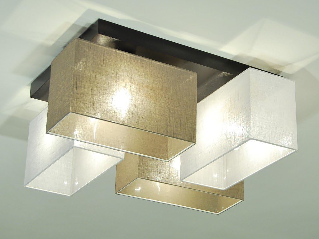 HausLeuchten Modern Ceiling Light - JLS41WE6D - solid wood - 7 Colours Available - 4 lampshades (white/grey)
