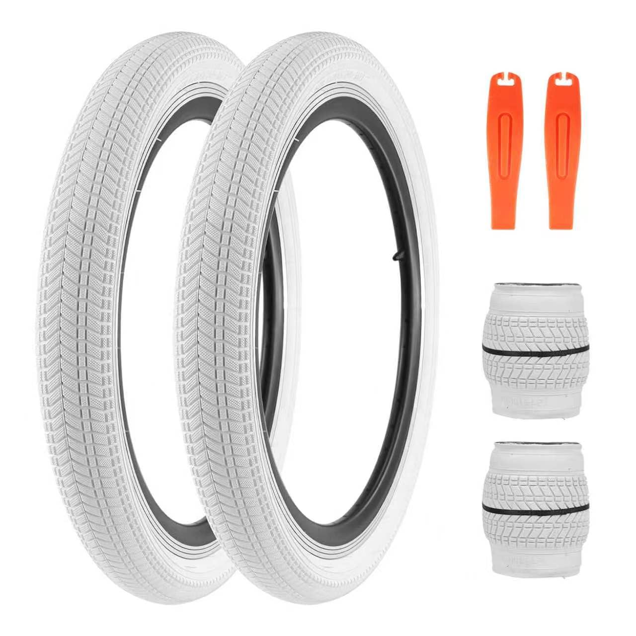 ZUKKA 20 x2.125 Bike tire 2 Pack Bike tire Kids Bike Tires Folding Replacement Tires Fits Most Kids Bikes,BMX Tires,White