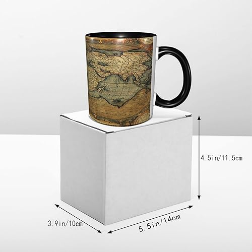 Miniatura 6 de Taza de café, tazas de porcelana con mapa del mundo, antiguo gráfico antiguo vintage del siglo XVI, 11 onzas, para bebidas calientes y todos los