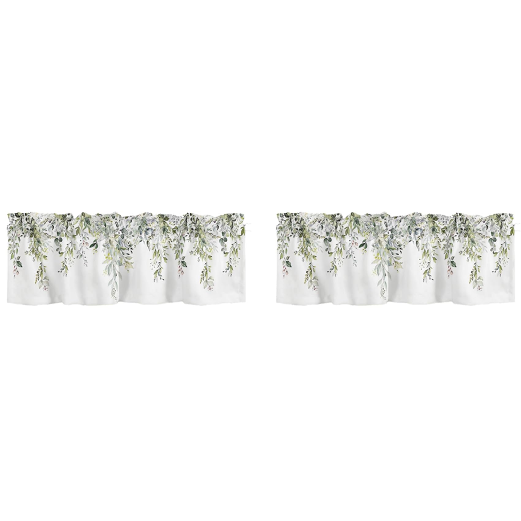 Vjsujehgy 2X Sage Green Curtain Valance for Watercolor Eucalyptus Leaf Rod Pocket Valance Window Treatments Plant Leaves
