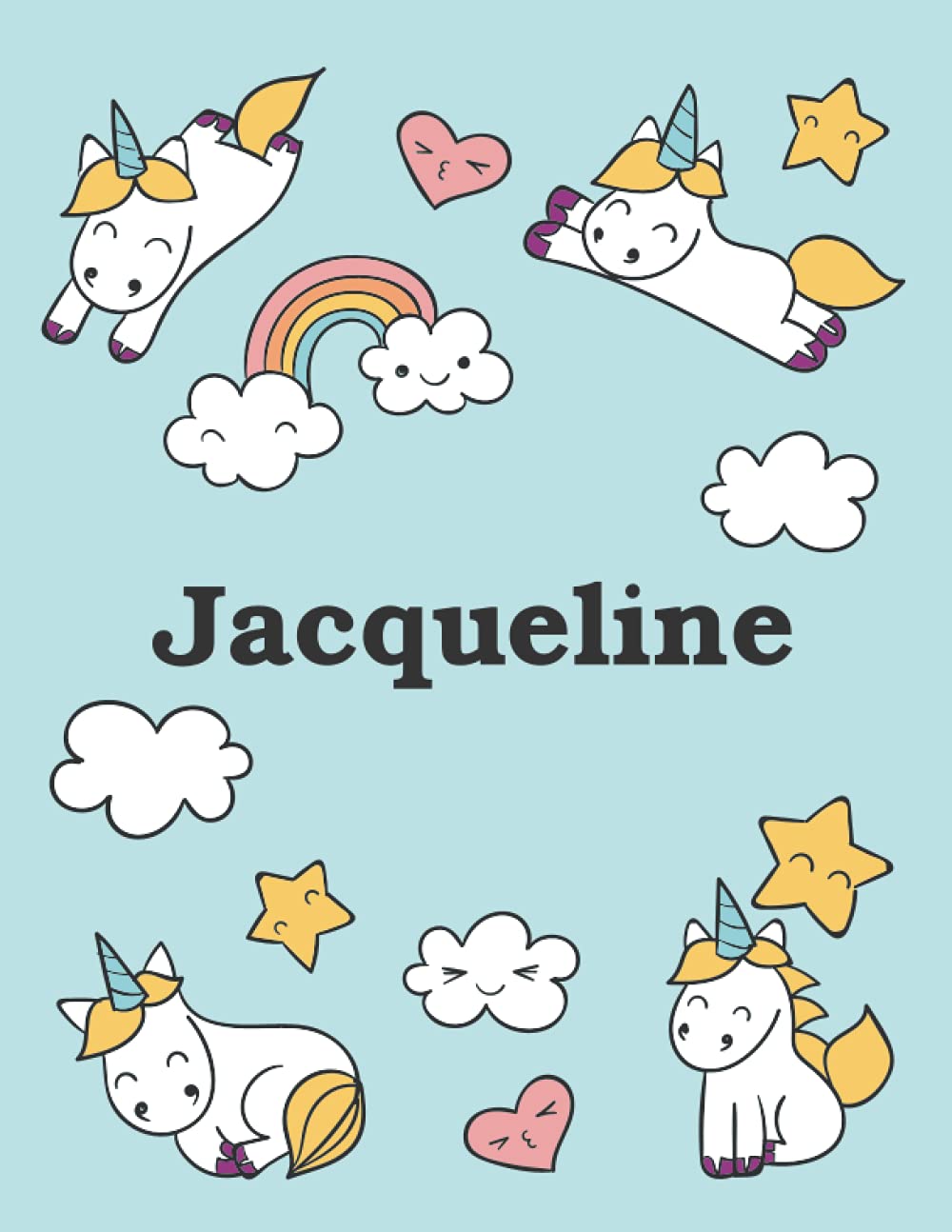 Jacqueline: Unicorn Notebook Personal Name Wide Lined Rule Paper | Notebook The Notebook For Writing Journal or Diary Women & Girls Gift for Birthday, For Student | 162 Pages Size 8.5x11inch