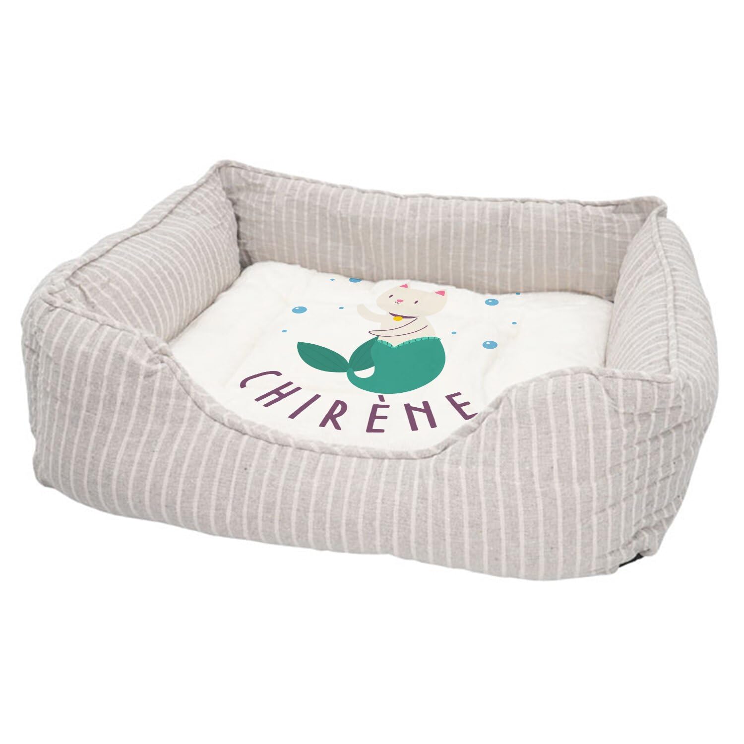 Panier pour chien et chat motif sirène avec coussin lavable
