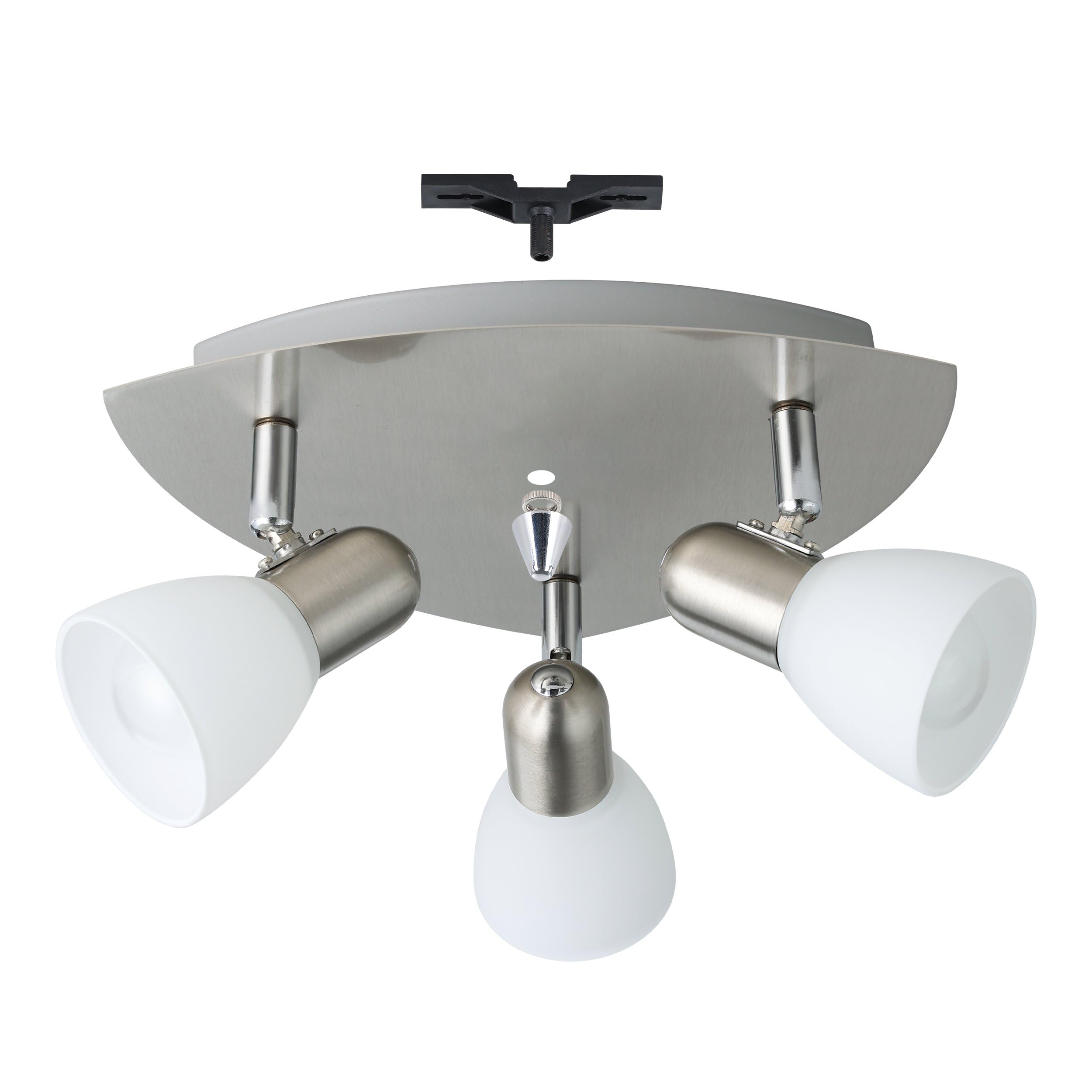EGLO Deckenlampe Enea, 3 flammige Deckenleuchte | Deckenstrahler aus Metall in Nickel-Matt, satiniertes Glas in Weiß, Wohnzimmerlampe, Spots mit E14 Fassung