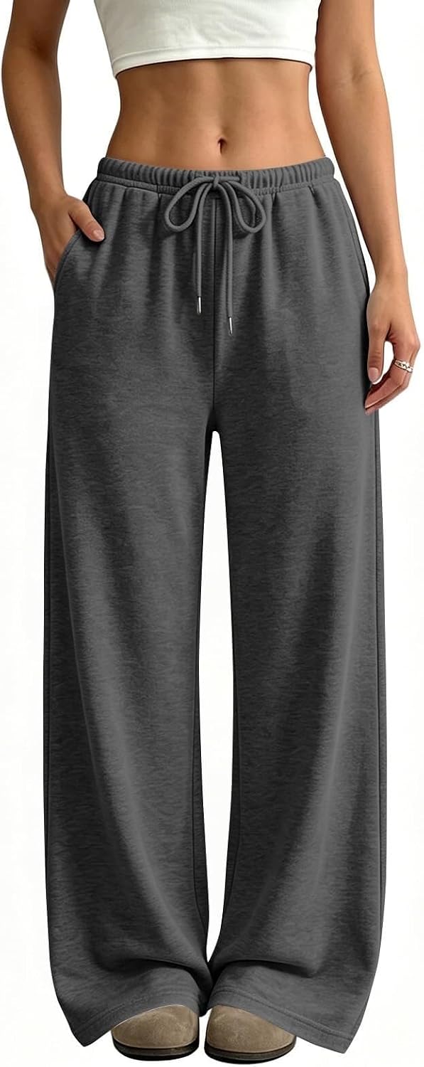 Womens Low Rise Baggy Sweatpants – Y2K Drawstring Wide Leg Lounge