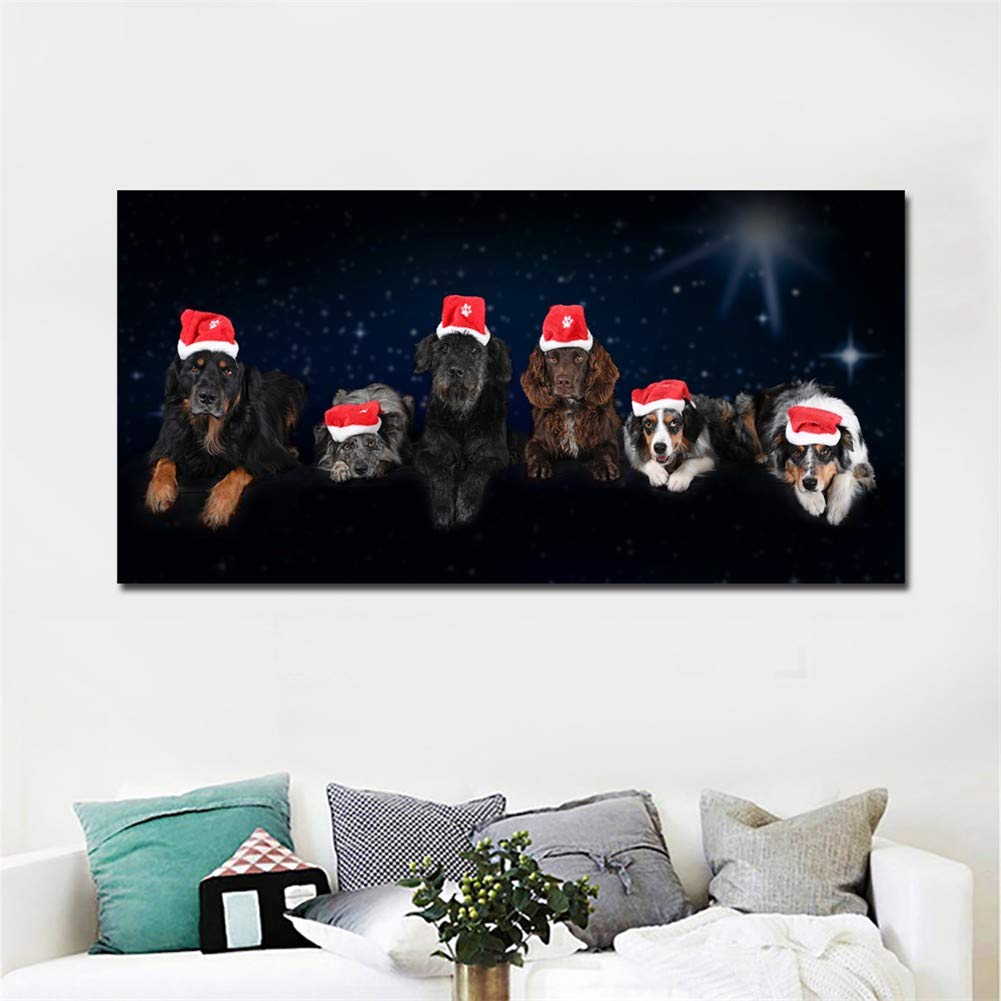 Broderie diamant chiens de Noël 5D kit complet grand format carrés