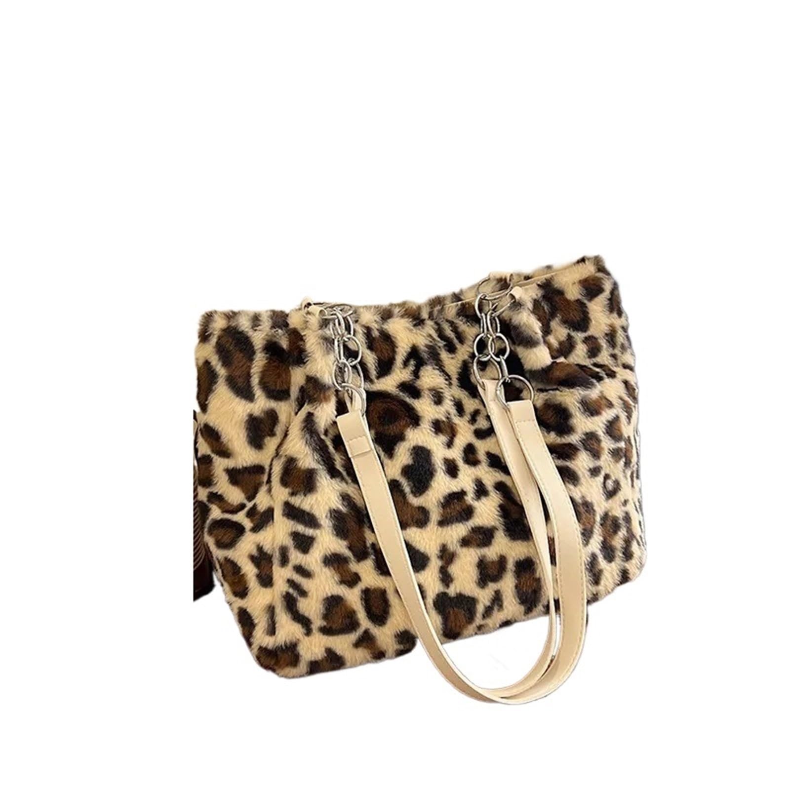 Sac en peluche imprimé léopard grande capacité au style unique