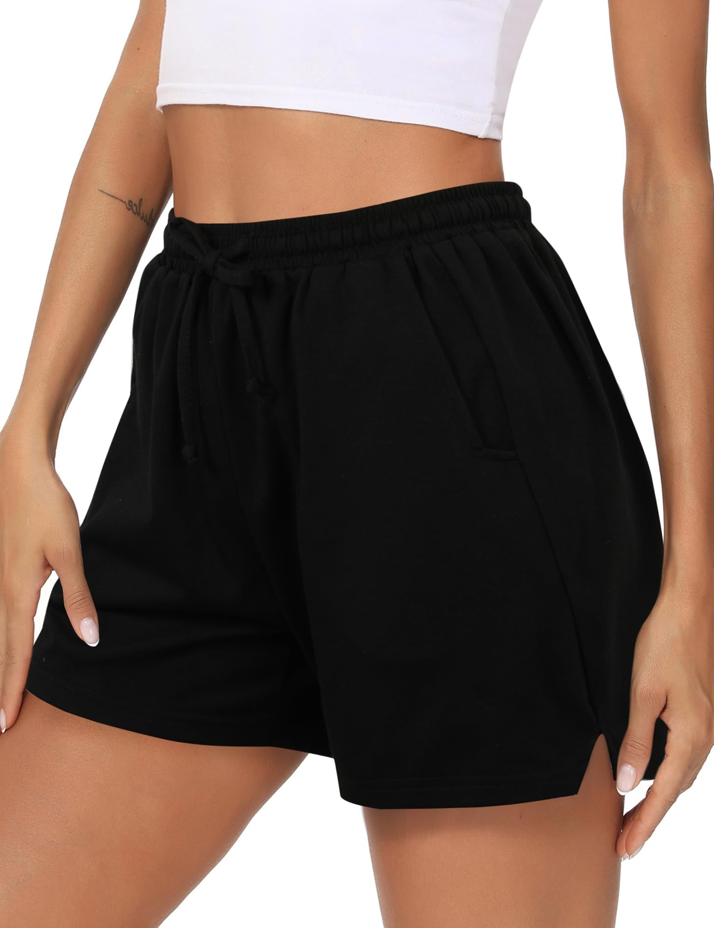 Litherday Shorts Damen Sommer Kurze Jogginghose Sommer Sportshorts Baumwolle Freizeitshorts mit Taschen Lässige für Running Gym Fitness