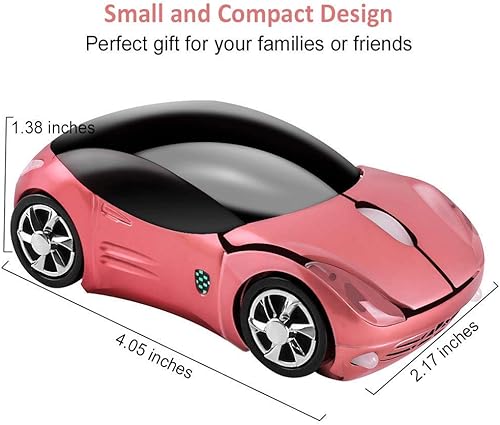 Miniatura 4 de Ratón inalámbrico para automóvil, pequeño, deportivo, con forma de automóvil, con receptor USB, 3 botones, 1600 DPI, portátil, mini ratón óptico
