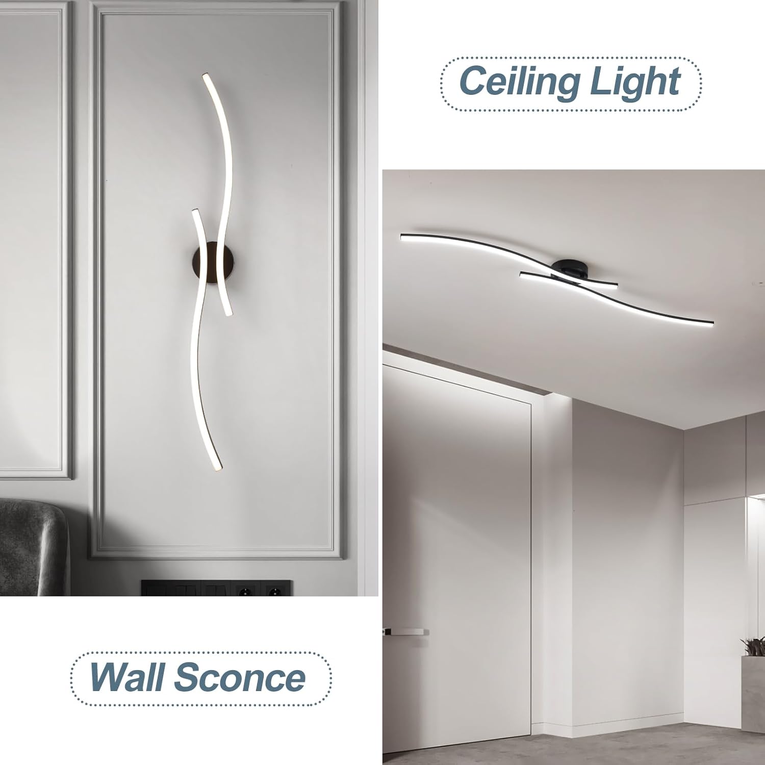 47.24inch linear ceiling light black modern led ceiling light fixture 6000k aluminum long ceiling lamp for hallway, kitchen, bedroom, dining room outward black 47.24inch