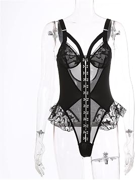 Lace Breasted Mesh Embroidered Ruffled Tutu Skirt Sexy Jumpsuit Female Sexy Lingerie Role-Playing Color A, Size Medium