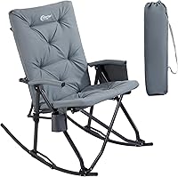 PORTAL Oversized Folding Rocking Camping Chair - Thick Padded 400 lbs Portable Rocker for Patio, Campfire, Porch & Lawn