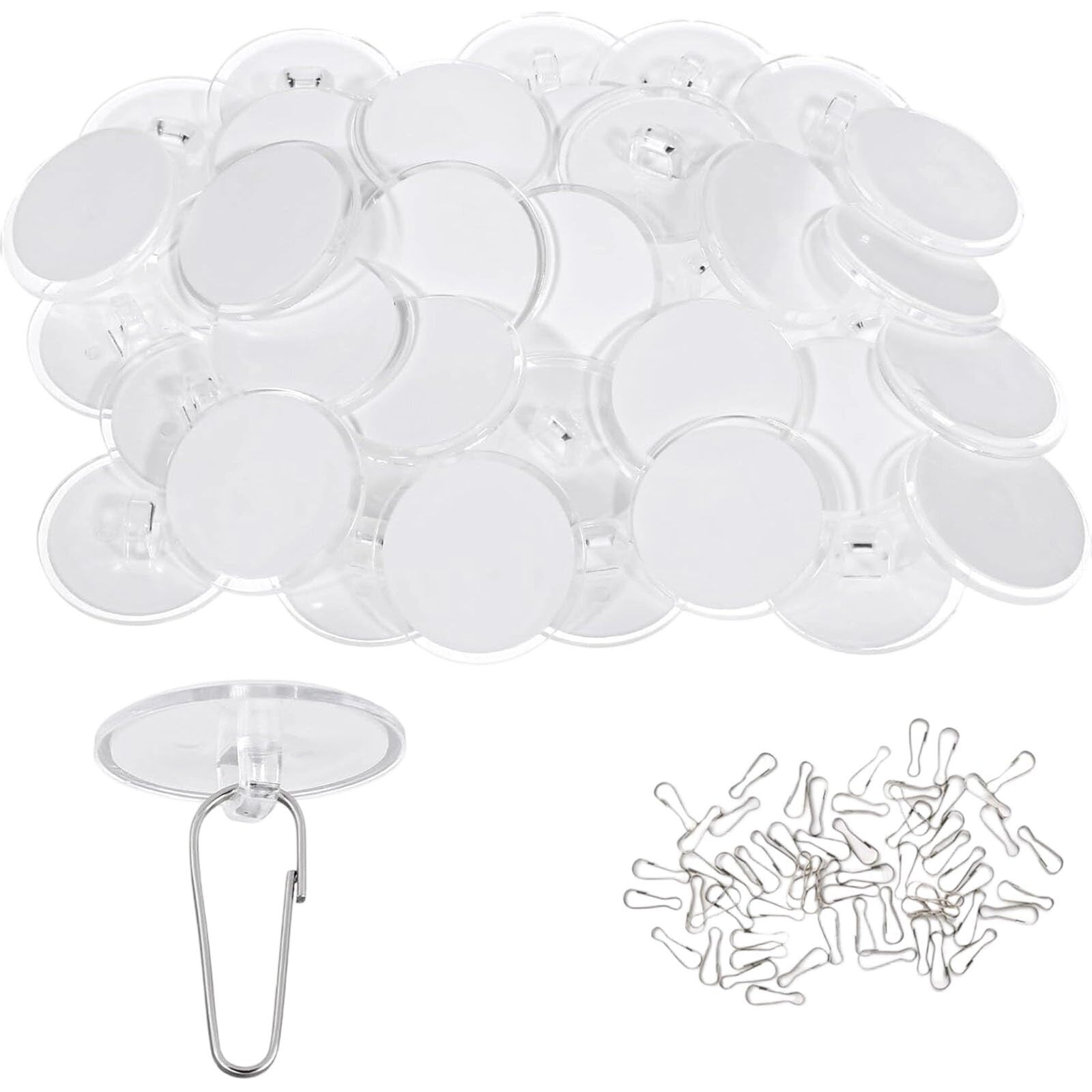 Aonuy Ceiling Hooks Self Adhesive, 100Pcs Small Transparent Plastic Self Adhesive Ceiling Hooks Set, Sticky Hanger Hooks No Drill Damage-Free for Bedroom Halloween Christmas Hanging Decorations