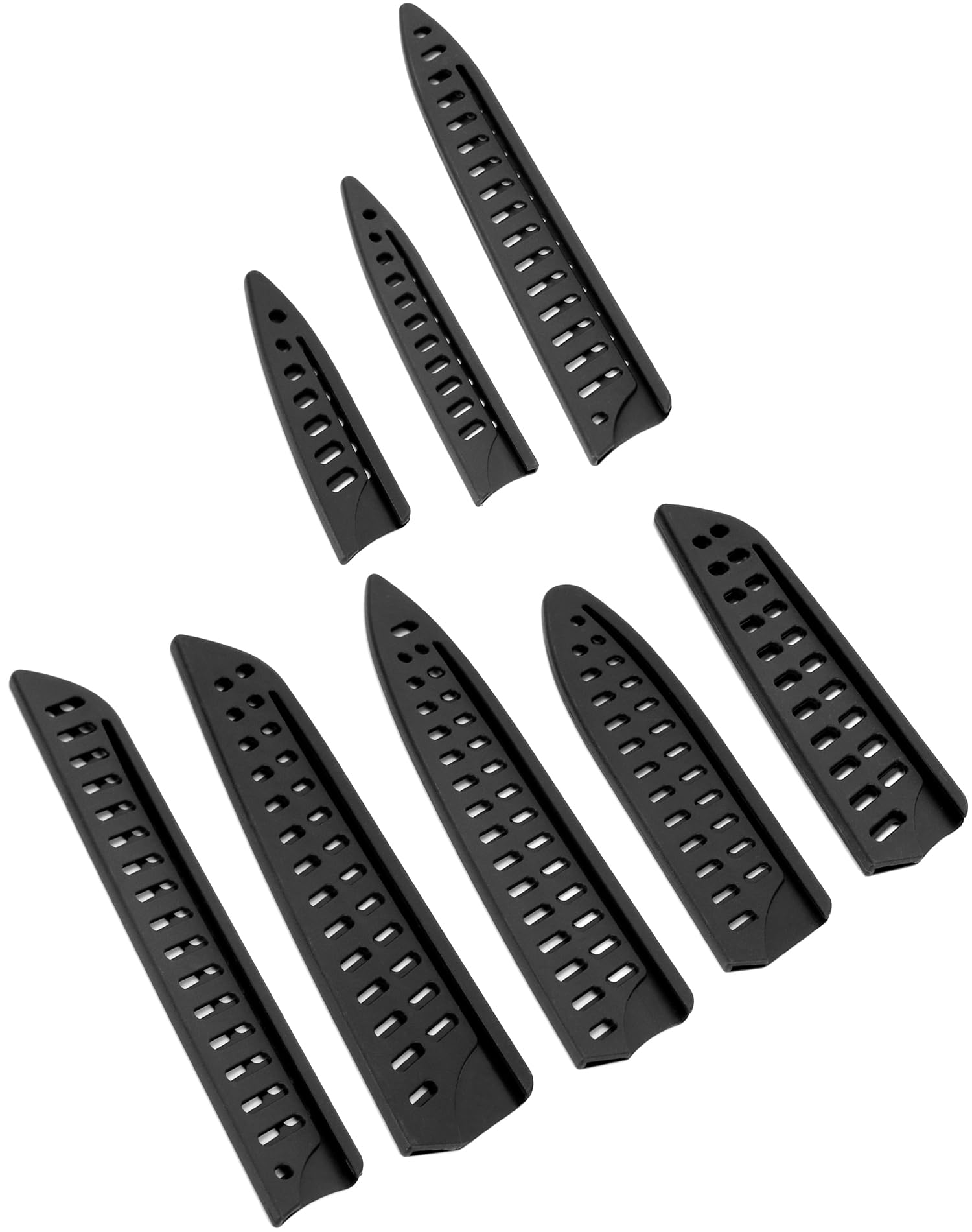 WIOR Protezione per coltelli da cucina, 12 pezzi, universale per lame – Protezioni per coltelli da cucina, in plastica ABS e fodera in feltro senza BPA