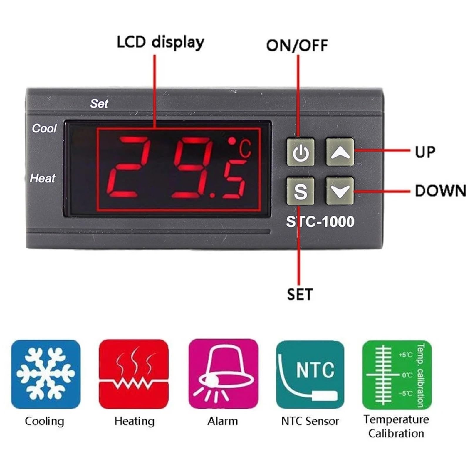 1 szt. STC-1000 LED cyfrowy regulator temperatury regulator temperatury inkubator 12V 24V 110V 220V (AC 110-220V)