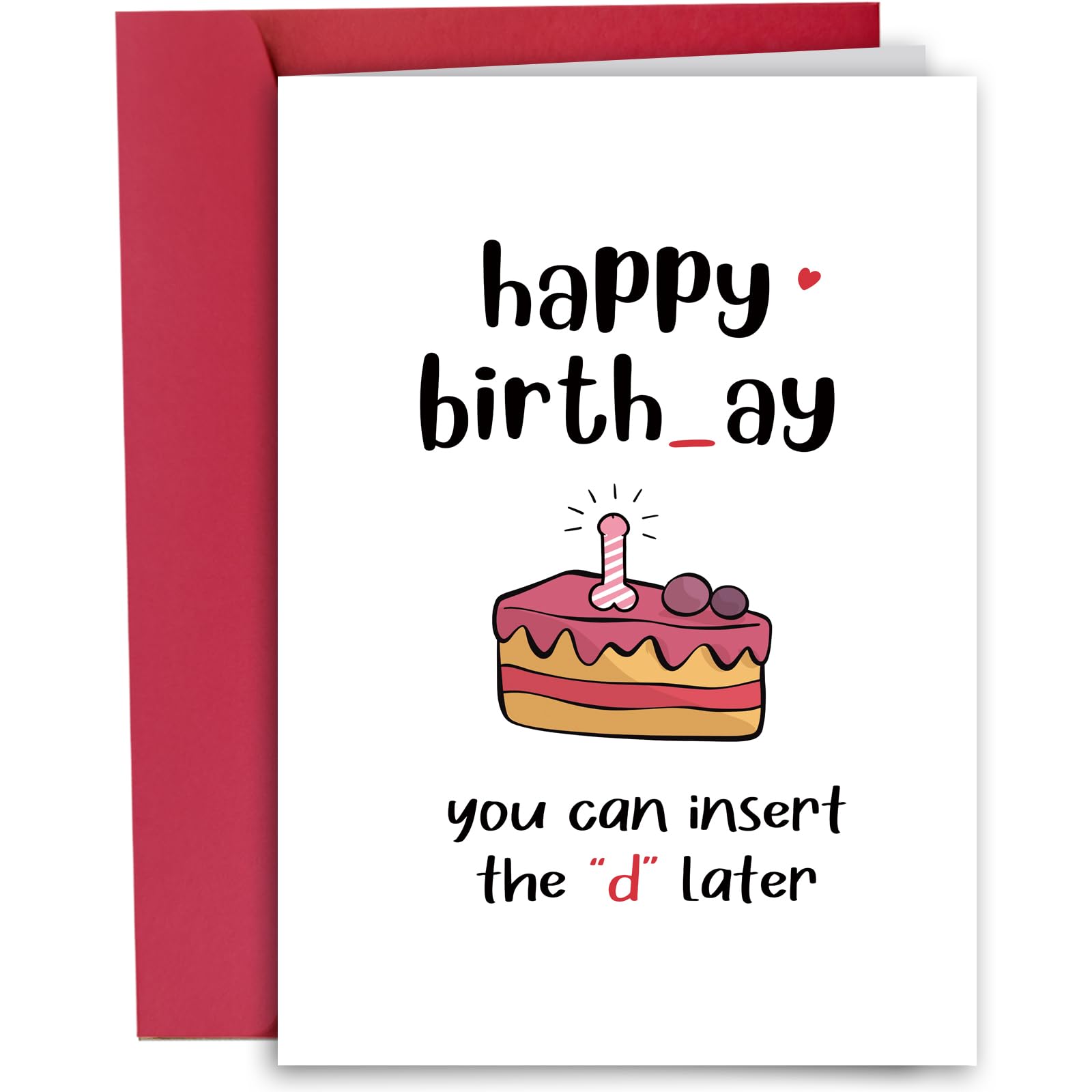 RYYike Raunchy Birthday Card for Men, Dirty Birthday Card for Husband Boyfriend, Rude Birthday Card from Wife Girlfriend, Funny Birthday Card Gift for Him, Insert The D Later