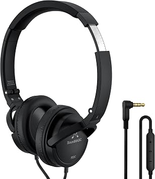 SoundMAGIC P22C Lightweight On Ear Headphones Wired with Microphone, Comfortable and Portable HiFi Stereo Headset with Noise Isolation, Foldable Design, Black