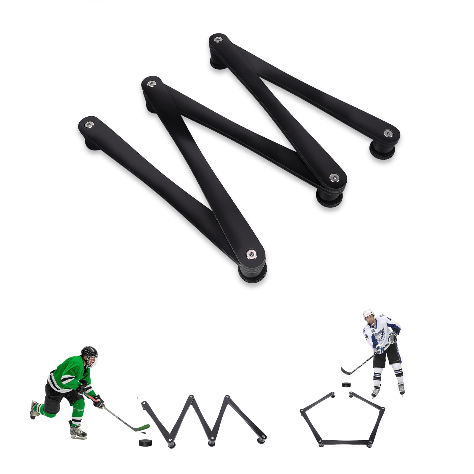 Équipement d'entraînement de hockey portable en 5 parties avec articulations réglables, tapis antidérapant pour le contrôle de l'emmaillotage, l'entraînement technique et le temps de réaction