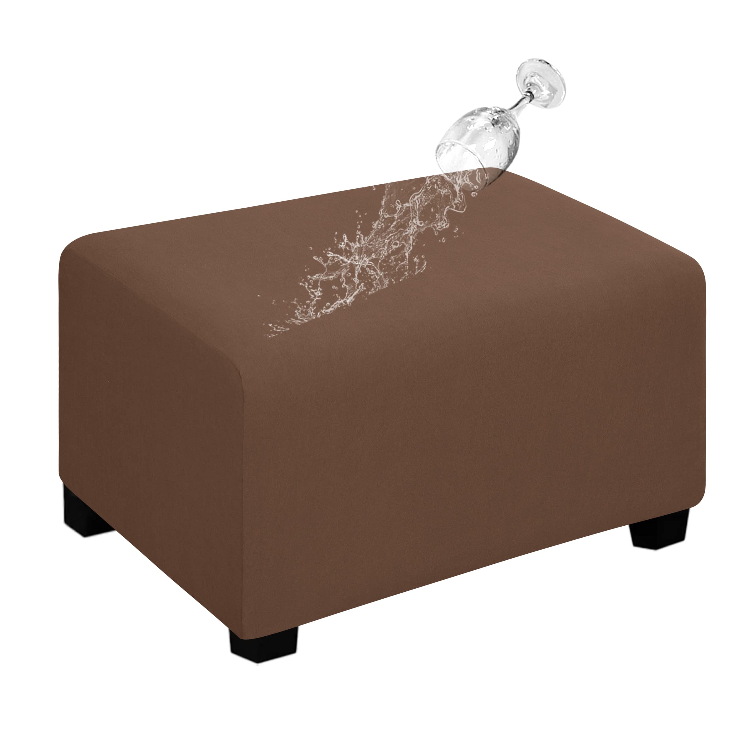 Easy-Going Waterproof Stretch Large Rectangle Ottoman Cover Footstool
