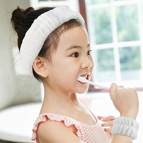 Miniatura 6 de YARIEW Juego de 9 diademas de spa y muñequeras, 3 piezas de maquillaje facial para lavado facial, diademas para la cabeza y 6 muñequeras para lavar