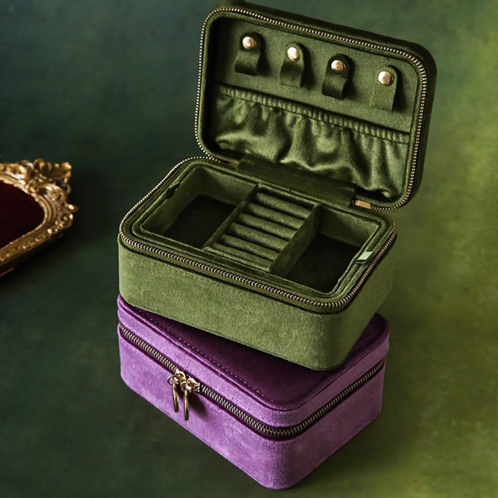 Torre para joyas Caja de almacenamiento joyas viaje terciopelo pequeña portátil Soporte