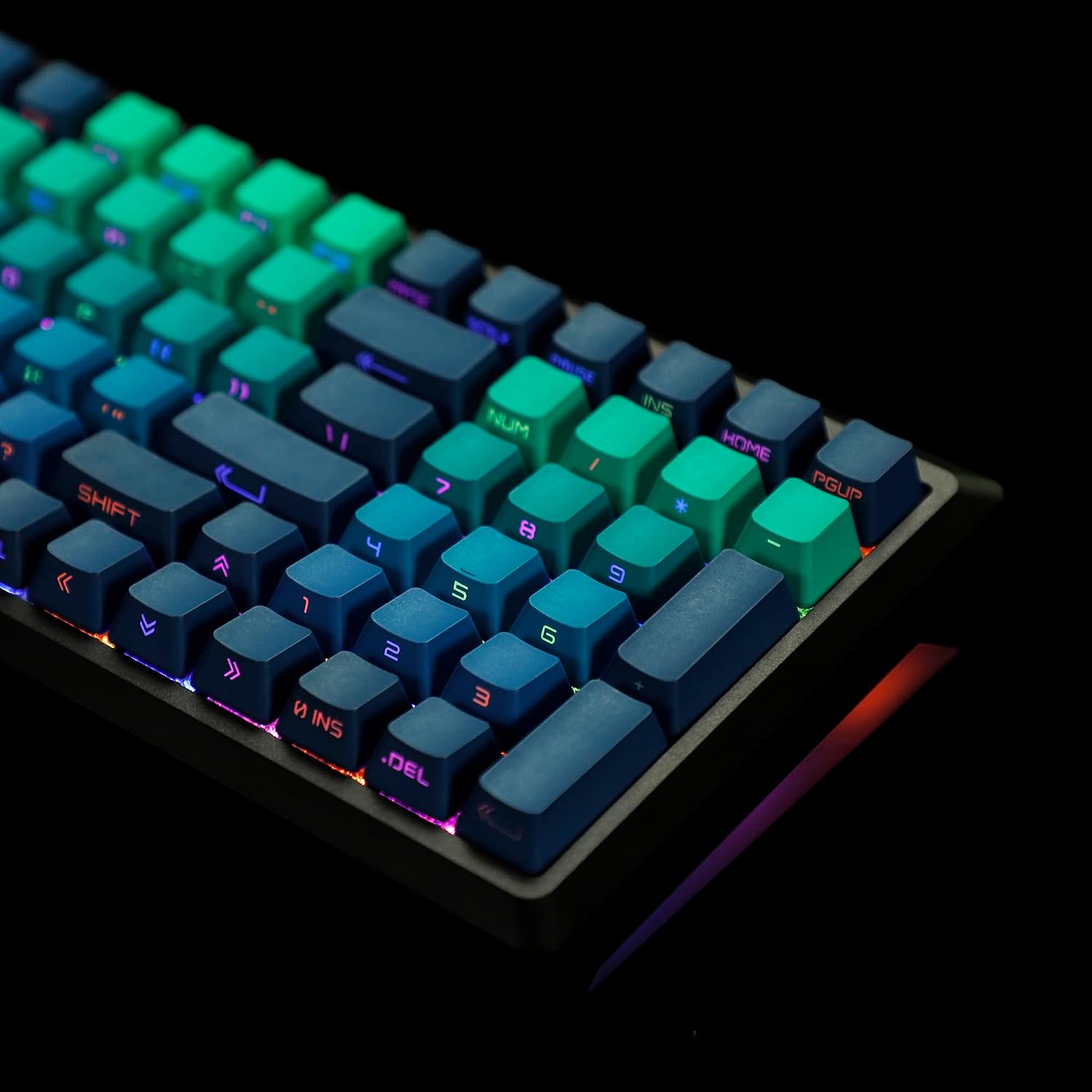 Purple Yellow Green Gradient PBT Double Shot 104 133 Keys Side-lit Shine Through Translucent Backlit keycaps for MX Mechanical Keyboard (OEM Green Gradient)