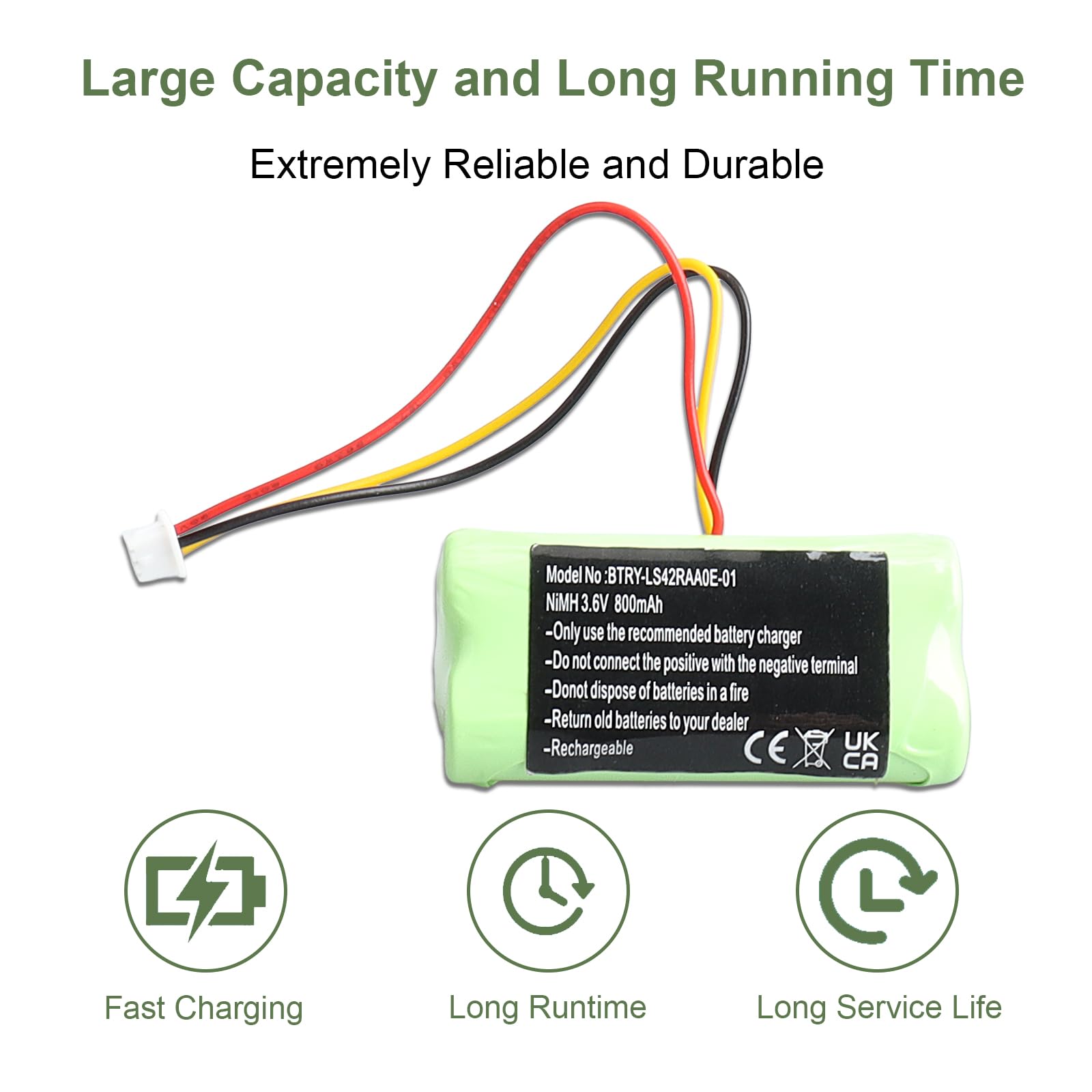 2 baterías de repuesto Ni-MH 3.6V 800mAh compatibles con Motorola Symbol LS4278, LS4278-M, LI4278, DS6878, 82-67705-01, BTRY-LS42RAAOE-01, K35466