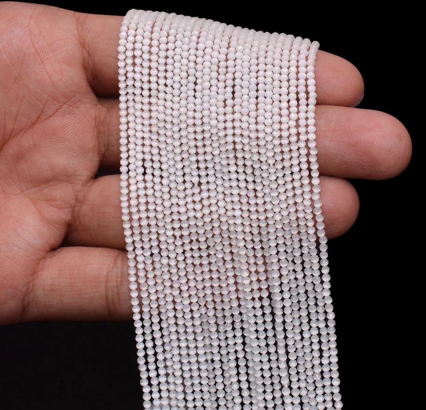 Perles Monalisa blanches 2mm à facettes pour création de bijoux de qualité AAA+ - 2