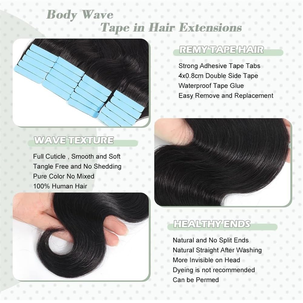 Taśma w przedłużaniu włosów Taśma Body Wave w doczepianych włosach dla czarnych kobiet 20 szt. Niewidoczna dwustronna taśma w doczepianiu włosów Prawdziwe ludzkie włosy Fala Taśma kręcona w doczepach