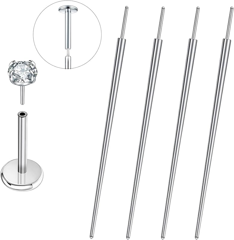 Kit Lyuxzad com 4 ferramentas para troca de joias de piercing, taper sem rosca G23 em titânio, 16G e 18G