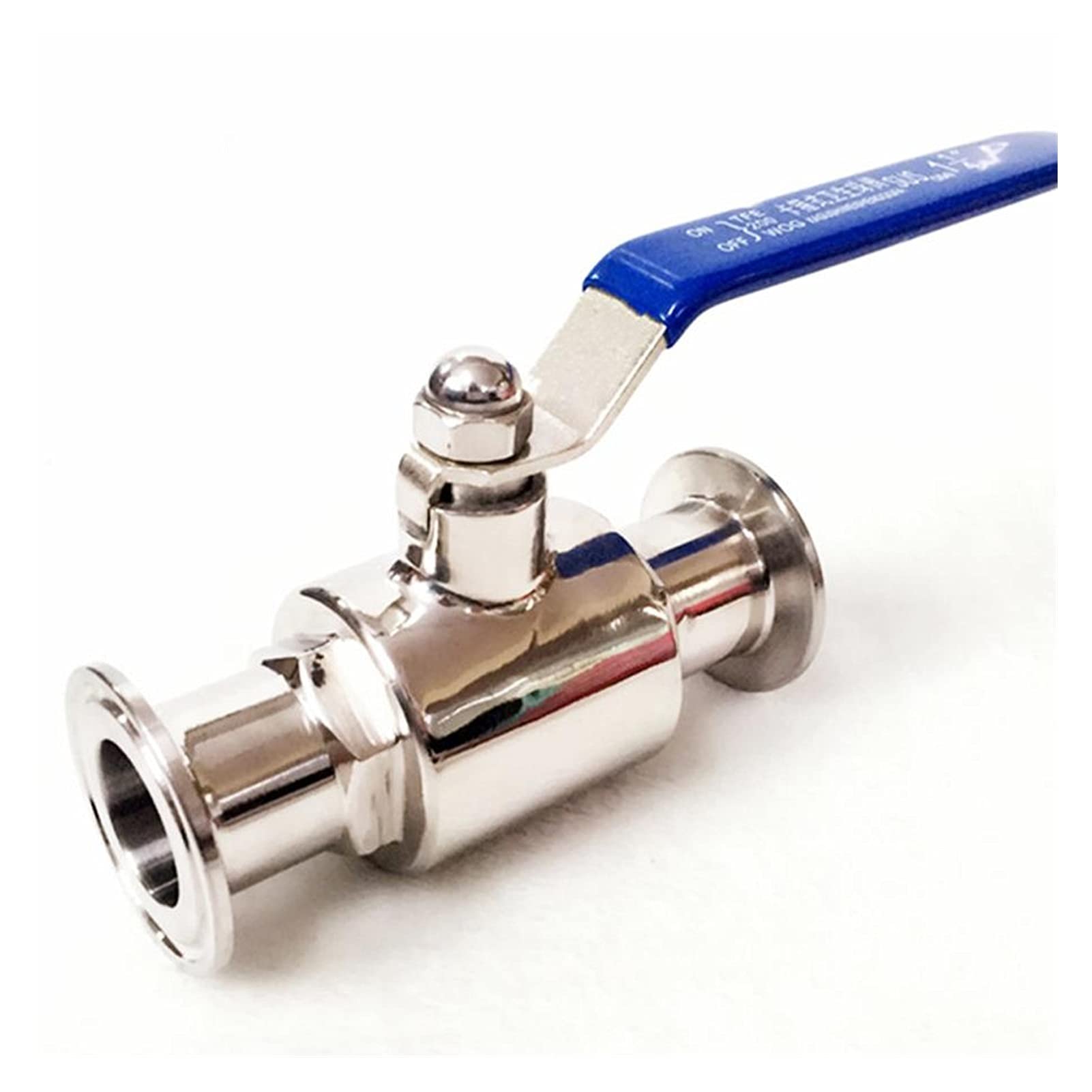 Válvula sanitaria de tres abrazaderas y 45mm para regular agua fría o caliente