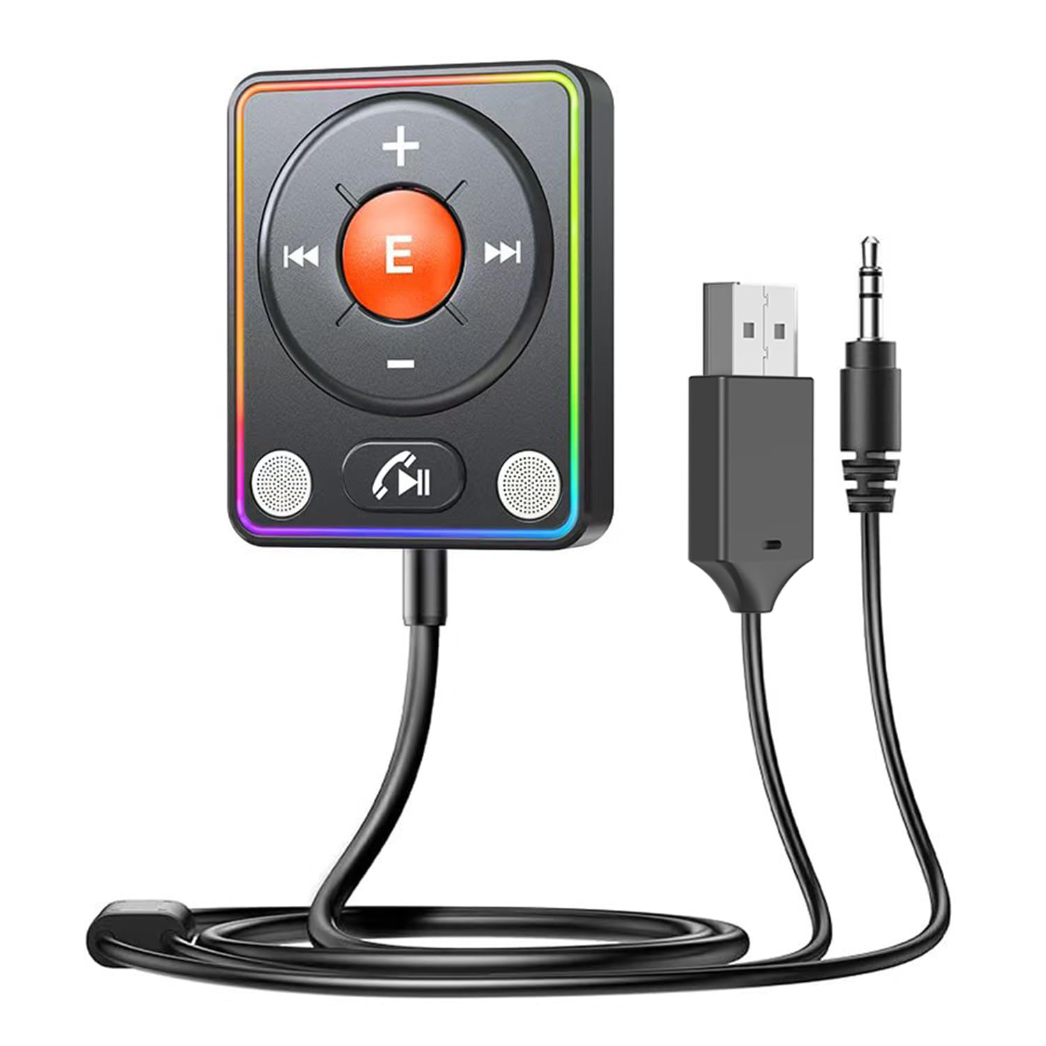 Adaptador auxiliar Bluetooth 5.4 para coche, conexión dual y cancelación de ruido de micrófono, receptor auxiliar Bluetooth con cable trenzado de nailon de 3.5 mm, Plug & Play para música de