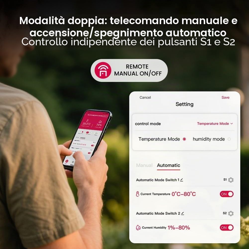 Termostato digitale Regolatore di temperatura su guida DIN, display con sensore sonda telecomando WiFi, sensore di umidità integrato manuale automatico