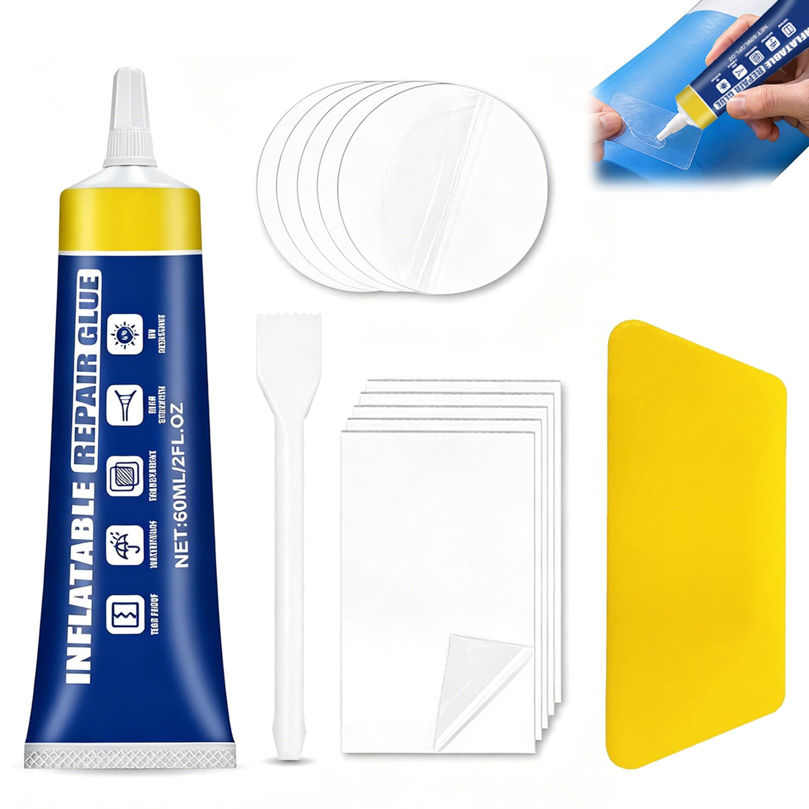 Xivicii Hot Tub Repair Kit, Waterproof Paddling Pool Repair Kit for Inflatable, Air Bed, Air Mattress, Pvc Boat, Swimming Pool