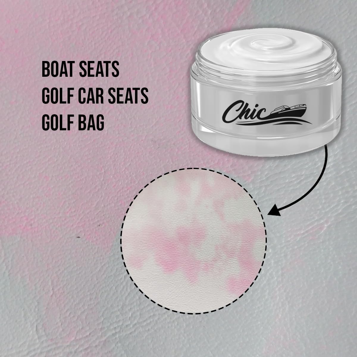 Vinyl Pink Stains and Spots Remover for Boat Seats Golf Cart and Sofas