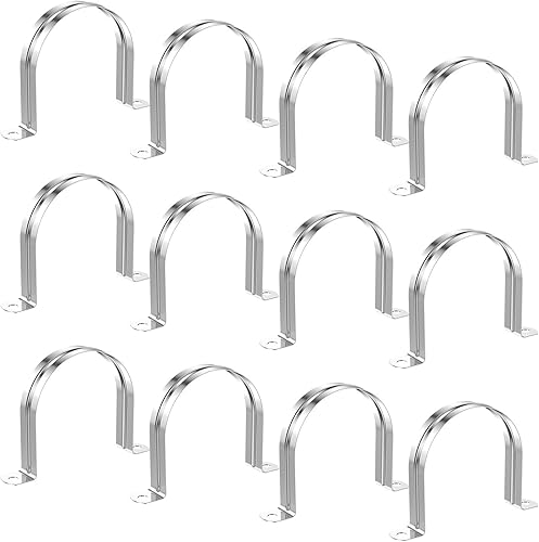 12 abrazaderas de conducto de acero inoxidable 304 de 4 pulgadas (3.937 in), abrazadera de tubo en U, abrazadera de tubo de 2 agujeros, soporte en