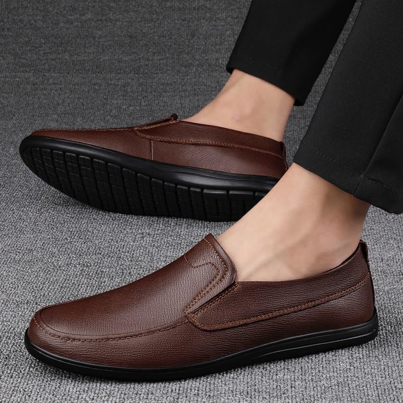 Men's Comfortable Soft Dress Shoes Lightweight Formal Leather Shoes Fashion Sneakers Business Casual Derby Shoe for Men(Brown,8)2