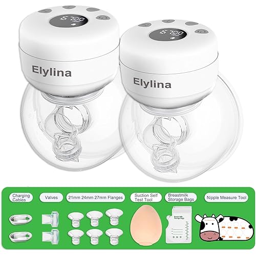 Wearable Breast Pump Hands Free｜Electric, Portable & Hands-Free, Super Quiet & Strong Suction, 2 Modes 9 Levels, Easy Clean, Auto Memory, All-Day Battery, 3 Flange Sizes (21mm/24mm/27mm)