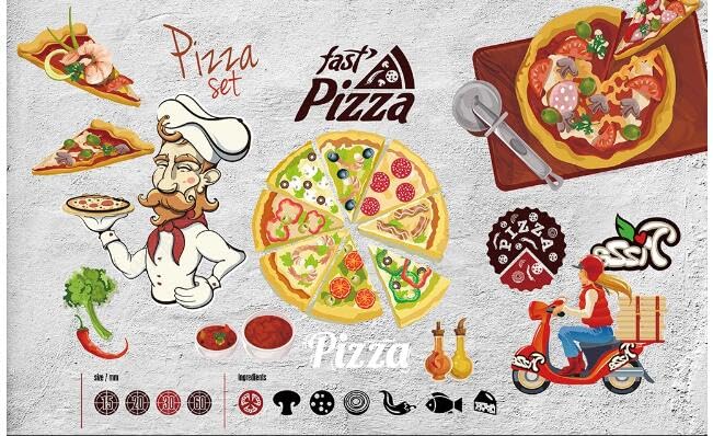 Mur de fond de livraison de pizza pour masquer un mur abîmé 200x140