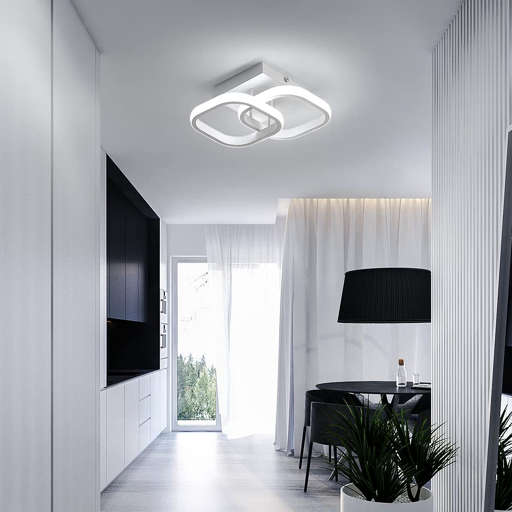 Lámpara de Techo LED Moderno, Luz de Techo Cuadrada Simple | 22W Plafón LED Techo de Acrílico Blanco para Dormitorio, Sala de Estar, Comedor, Cocina, Pasillo, L23.5*W23.5*H9.5CM
