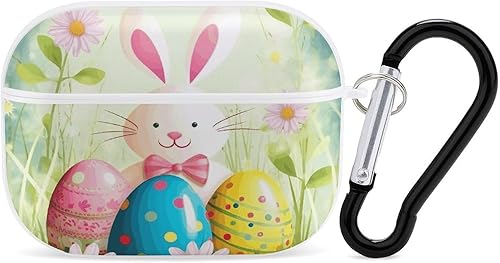 Spring Happy Easter Holiday Headphone Cover for AirPods Pro 2nd 1st Generation Case Cover with Keychain, Shockproof Hard Shell Protective Case for