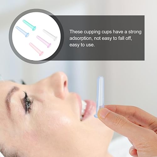 Miniatura 5 de 5 vasos faciales de silicona para terapia de ojos, juego de ventosas faciales antienvejecimiento, tarros de masaje al vacío para líneas finas y