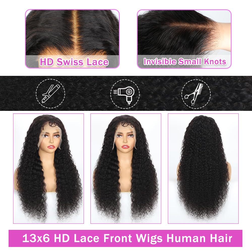 32 Inch Deep Wave Lace Front Wig Human Hair 13x6 200 Density Glueless Curly Wig Amazon.com : Dundix 32 Inch Deep Wave Lace Front Wigs Human  main image 4