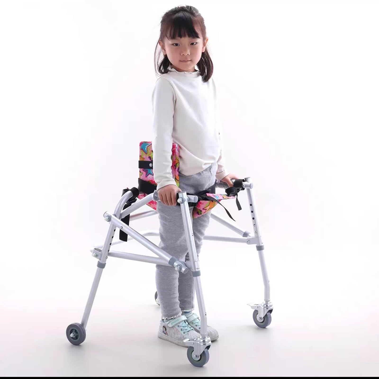 Marco de pie con ruedas con parálisis cerebral para niños, ayuda para caminar de pie para niños