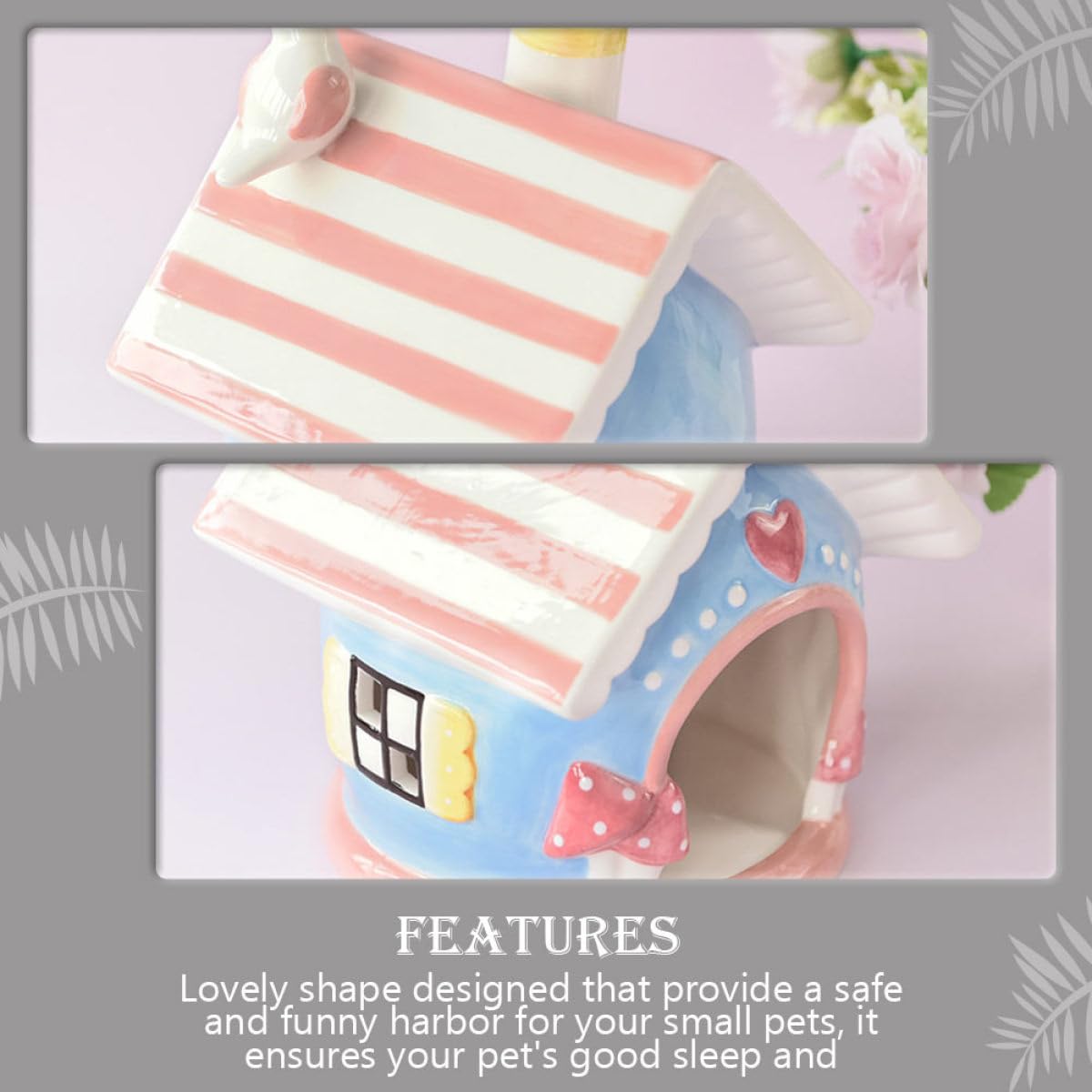 jojofuny Keramik Hamsterbett als Sicheres Haustier Ruhenest mit Rosa Farbe Kleines Versteckhaus für Kleine Haustiere und Winzige Mäuse im Käfig