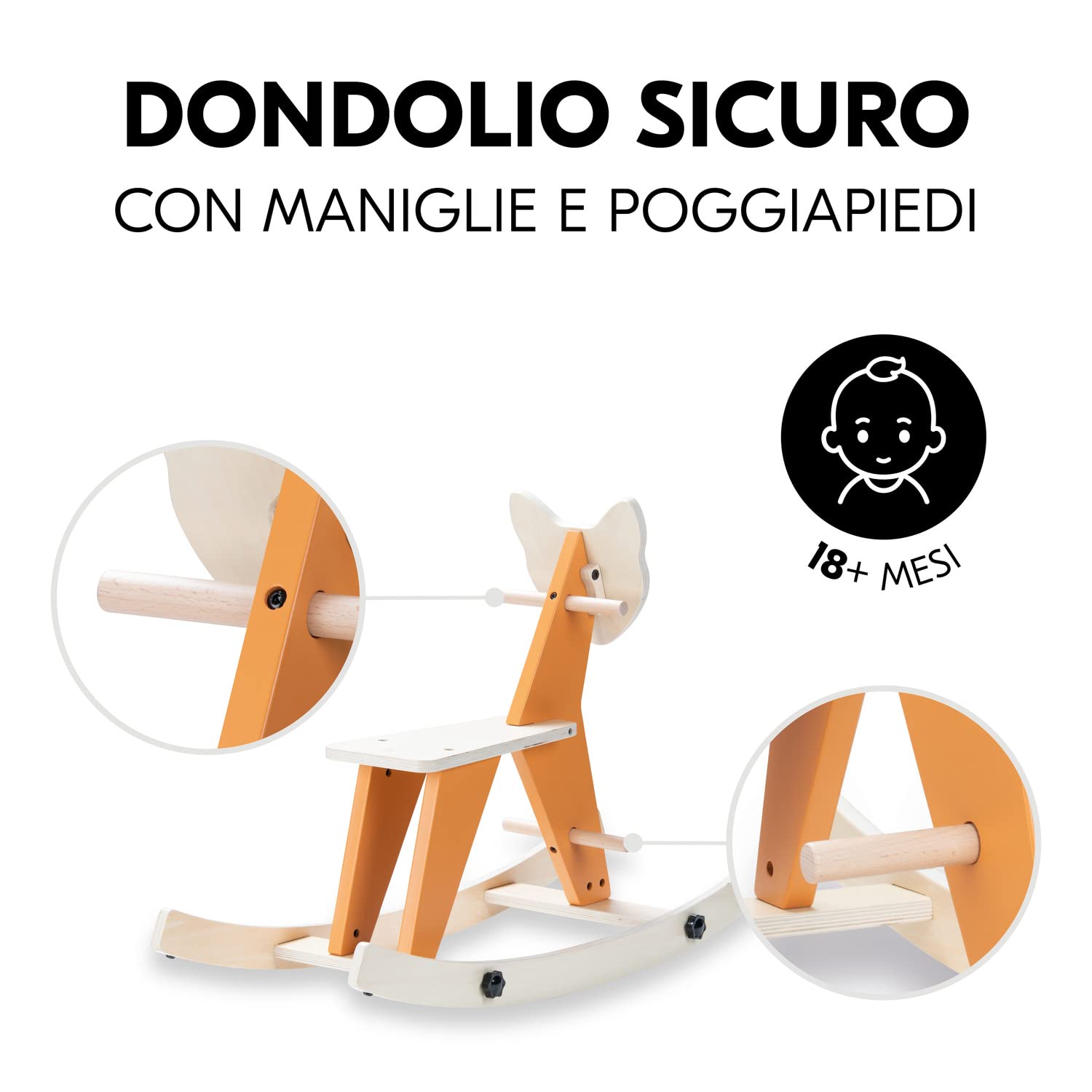 hauck Rock N Swing Cavallo a Dondolo per Bambini - Cavalcabile Bambino in Legno (Certificato FSC®), Dai 18 Mesi - Base Basculante Reversibile - Volpe