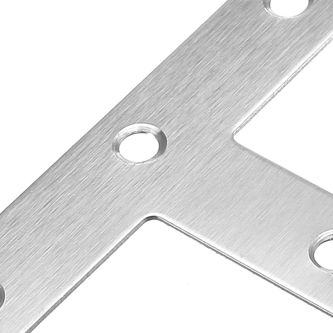 uxcell Flat T Shape Repair Mending Plate, 80x80mm/ 3.15"x3.15", Stainless Steel Joining Bracket Support Brace, Pack of 20