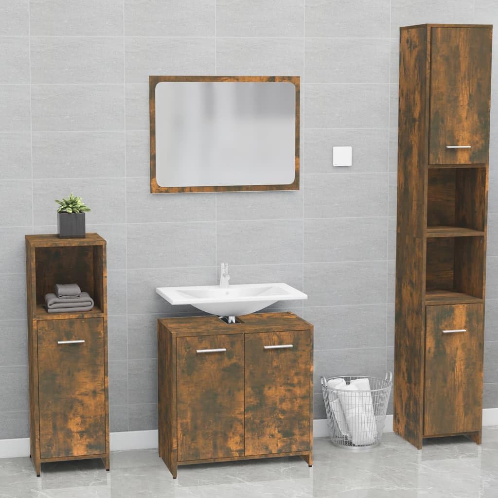 Muebles de baño de madera de ingeniería modernos en roble ahumado