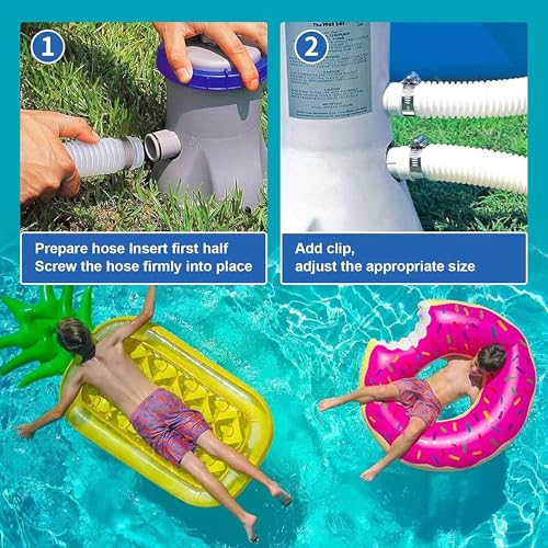 Miniatura 7 de 2 Piezas Manguera De Bomba Para Piscina 32mm Con 4 Abrazaderas De Metal - Manguera De Filtro De Repuesto Blanco