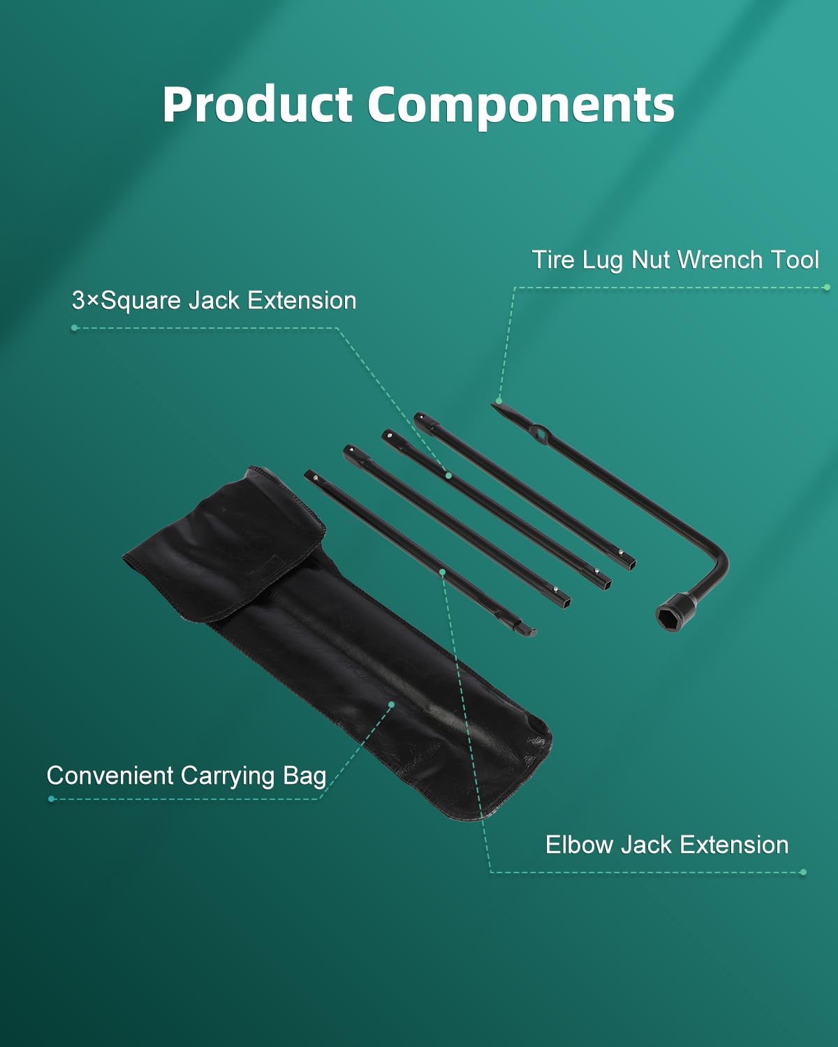 SCITOO Spare Tire Tool Compatible for 1998-2011 for Ford Ranger with 1 Lug Wrench Tool 3 Extension Segments 1 Jack Tip Extension with Bag